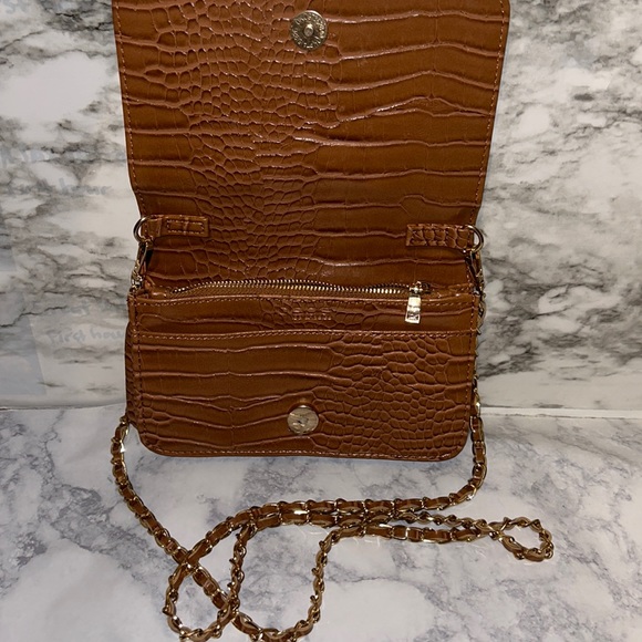 Bebe Fabiola Stamped Crocodile Crossbody Mini/Hand Bag Camel Brand - Picture 8 of 11